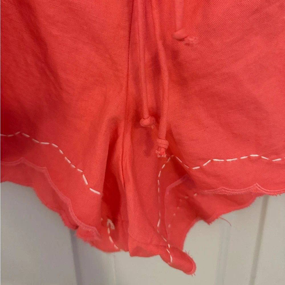 NWOT By Anthropologie Coral Linen Double Waistband Shorts size M - Picture 5 of 12